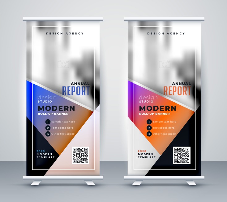 roll up banner layout for business presentation